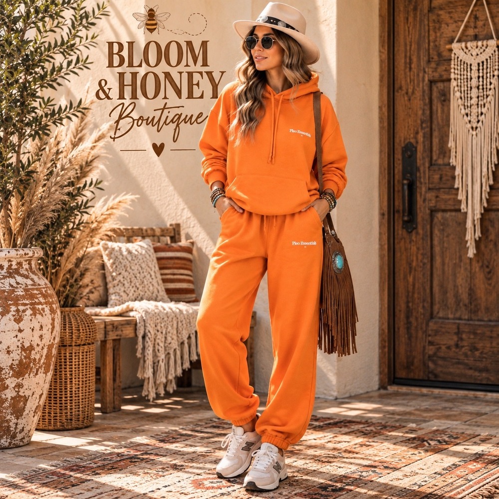 261.New FLEO Essentials Essence Hoodie Sweatshirt Cantaloupe Orange Small NWT
